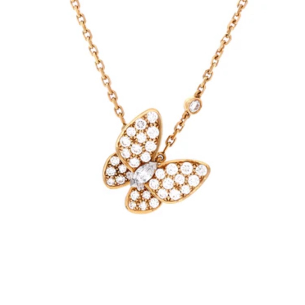 Elegant Rose Gold Butterfly Pendant Necklace